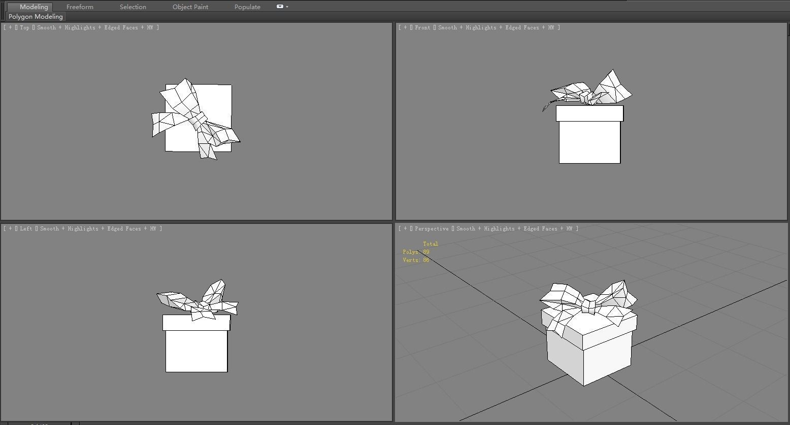 Cartoon Red Square gift box Low-poly 3D model_5