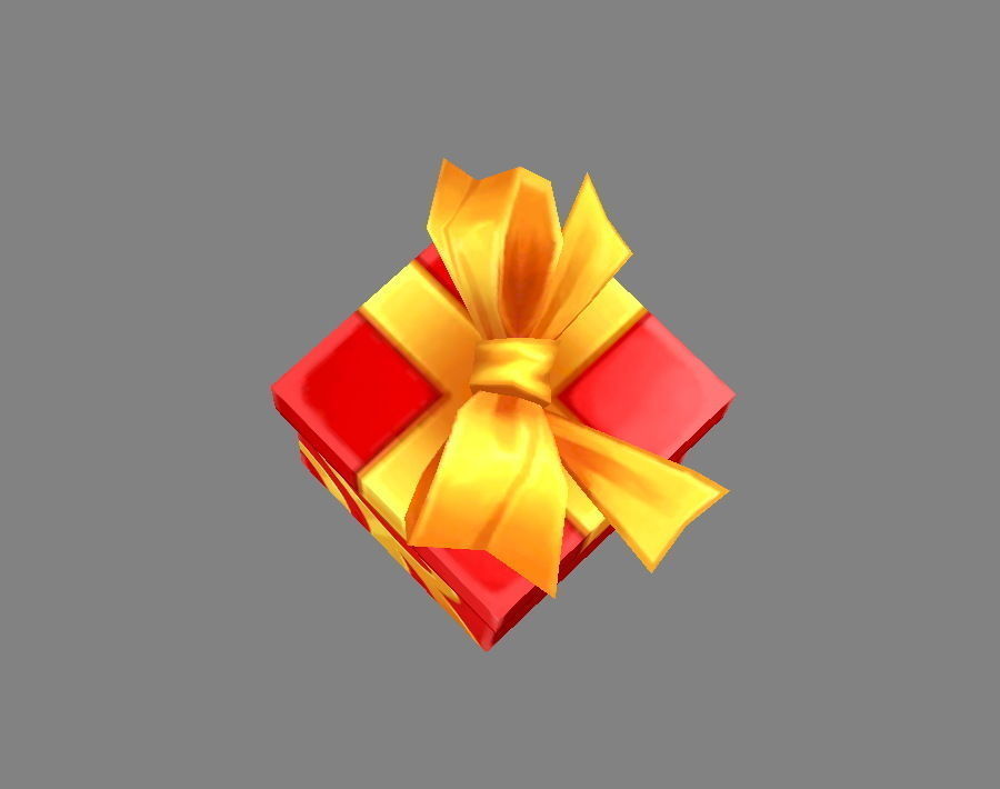 Cartoon Red Square gift box Low-poly 3D model_2