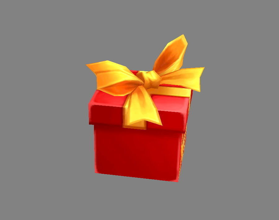 Cartoon Red Square gift box Low-poly 3D model_1