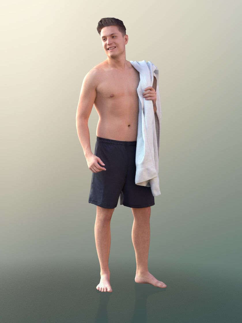 Dan 10376 - Young Man In Bermuda Shorts With Towel 3D model_2