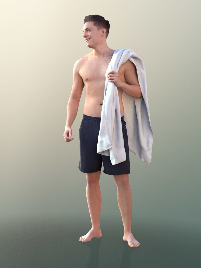 Dan 10376 - Young Man In Bermuda Shorts With Towel 3D model_3