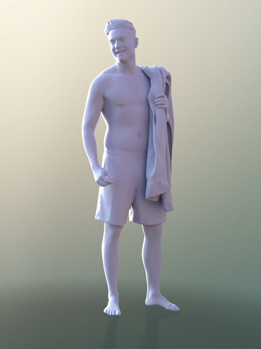 Dan 10376 - Young Man In Bermuda Shorts With Towel 3D model_4