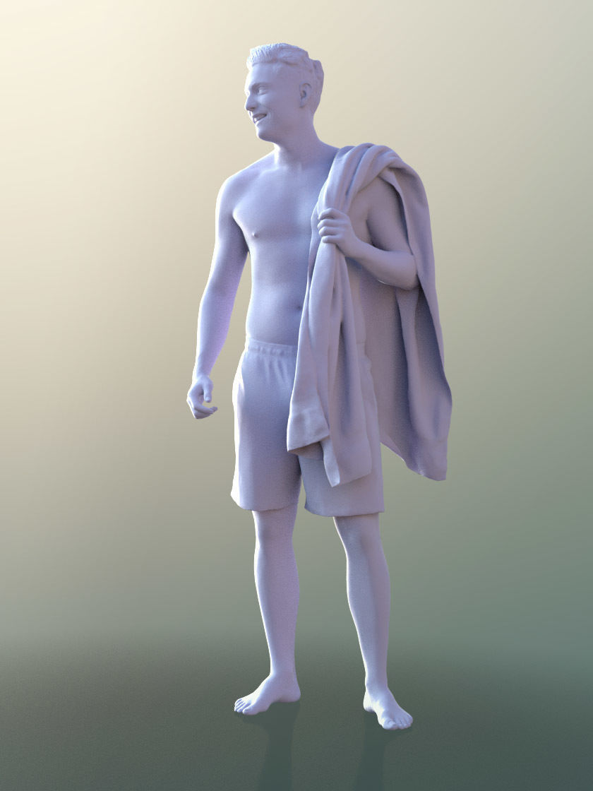 Dan 10376 - Young Man In Bermuda Shorts With Towel 3D model_5