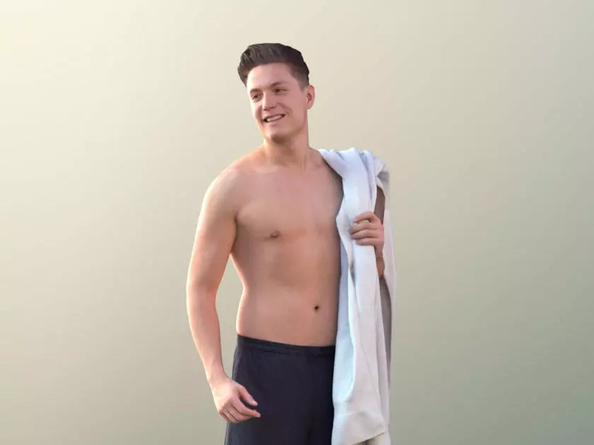 Dan 10376 - Young Man In Bermuda Shorts With Towel 3D model_0