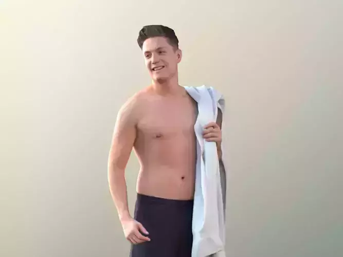 Dan 10376 - Young Man In Bermuda Shorts With Towel 3D model