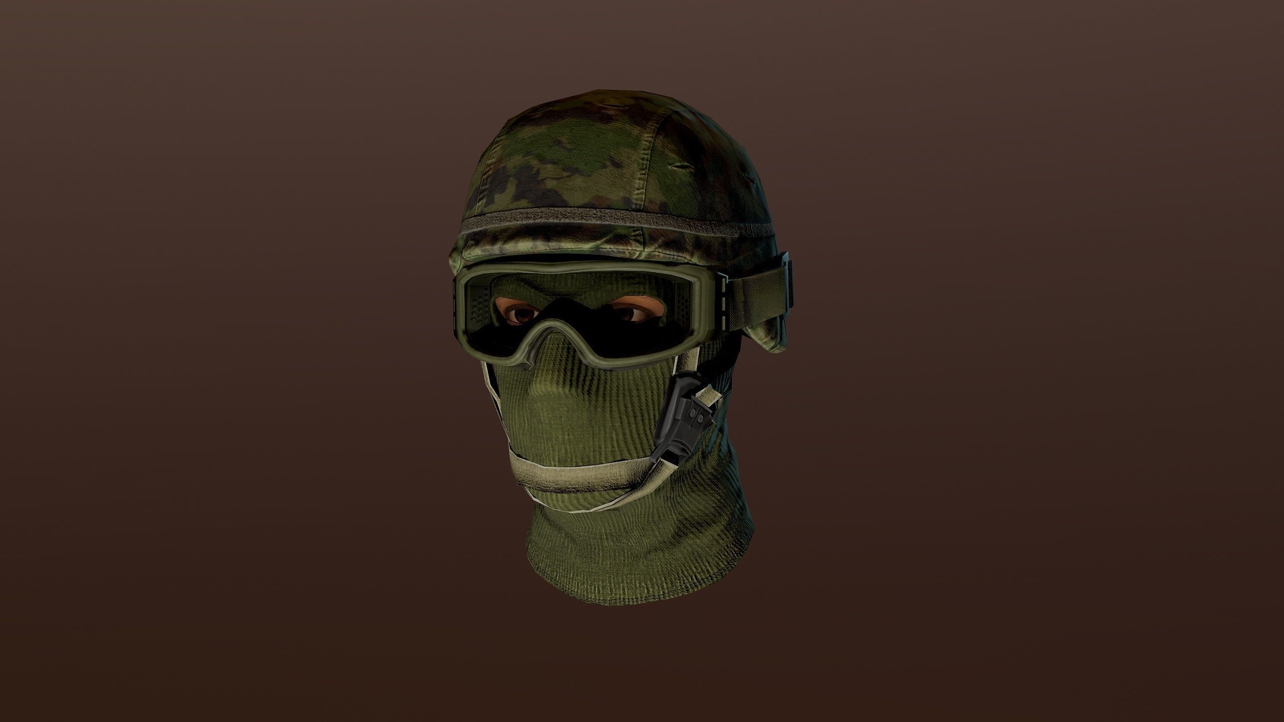 Military Head Low-poly 3D model_9