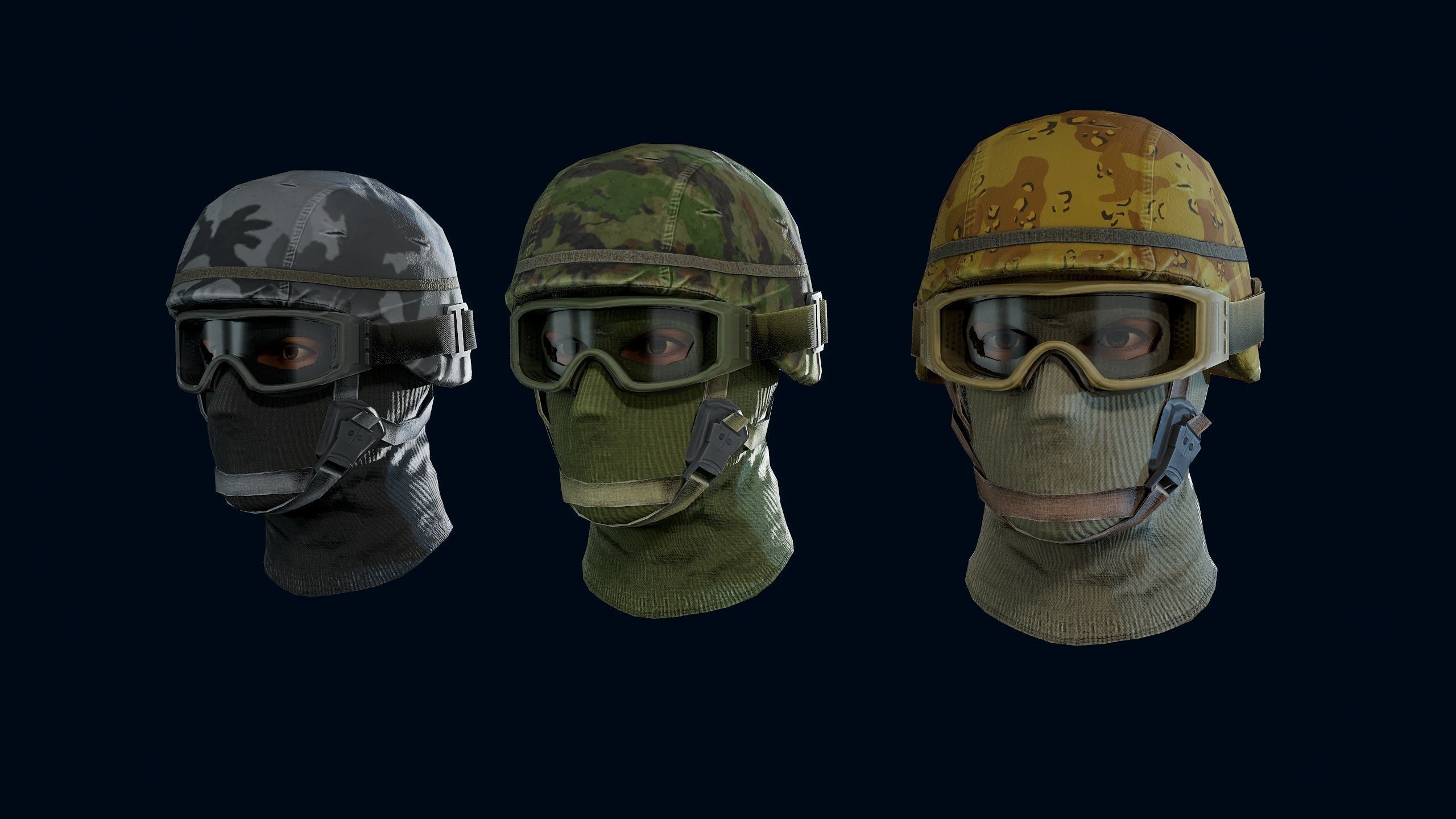 Military Head Low-poly 3D model_2