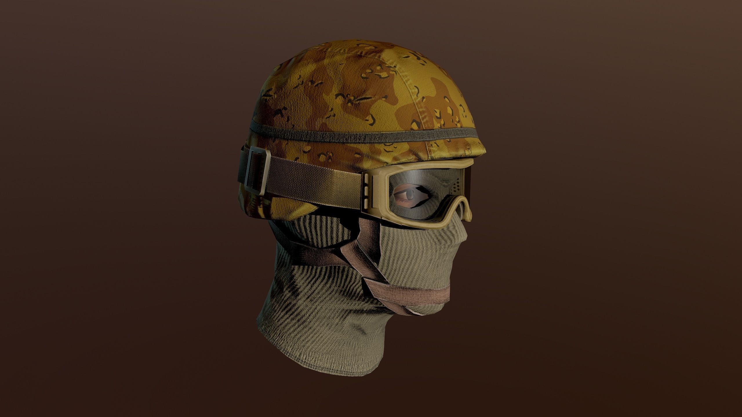 Military Head Low-poly 3D model_12