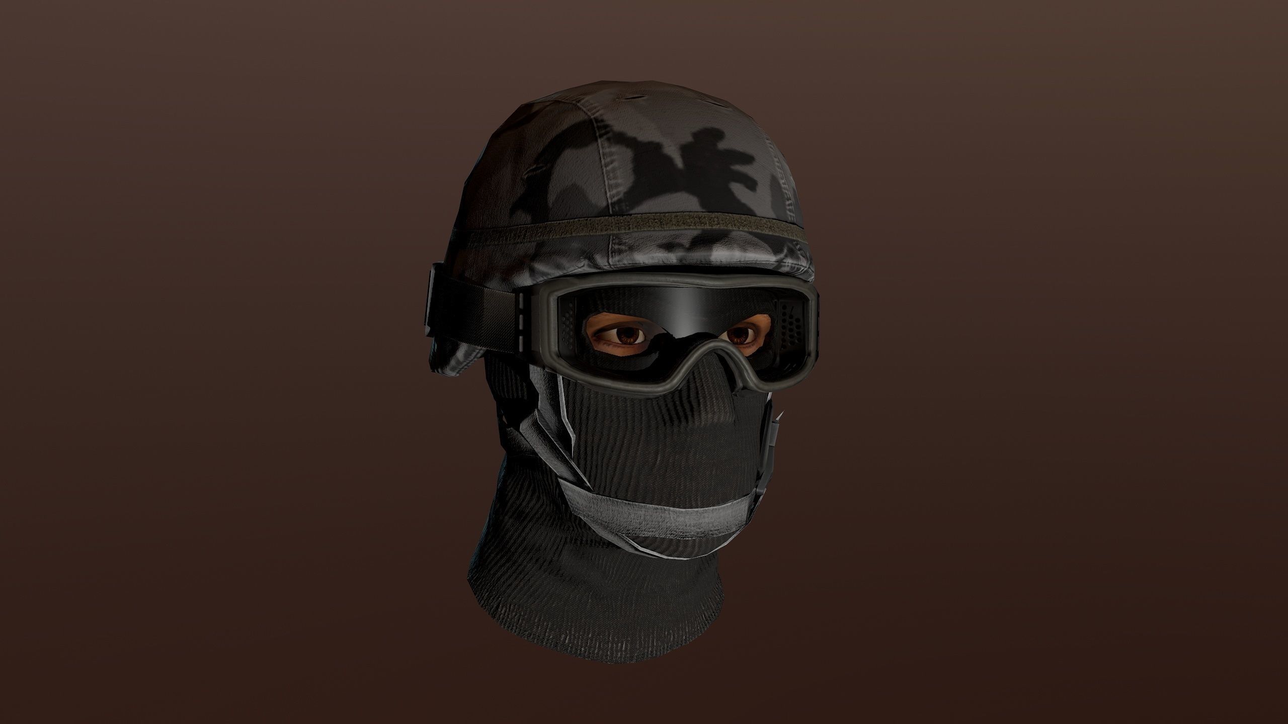 Military Head Low-poly 3D model_10