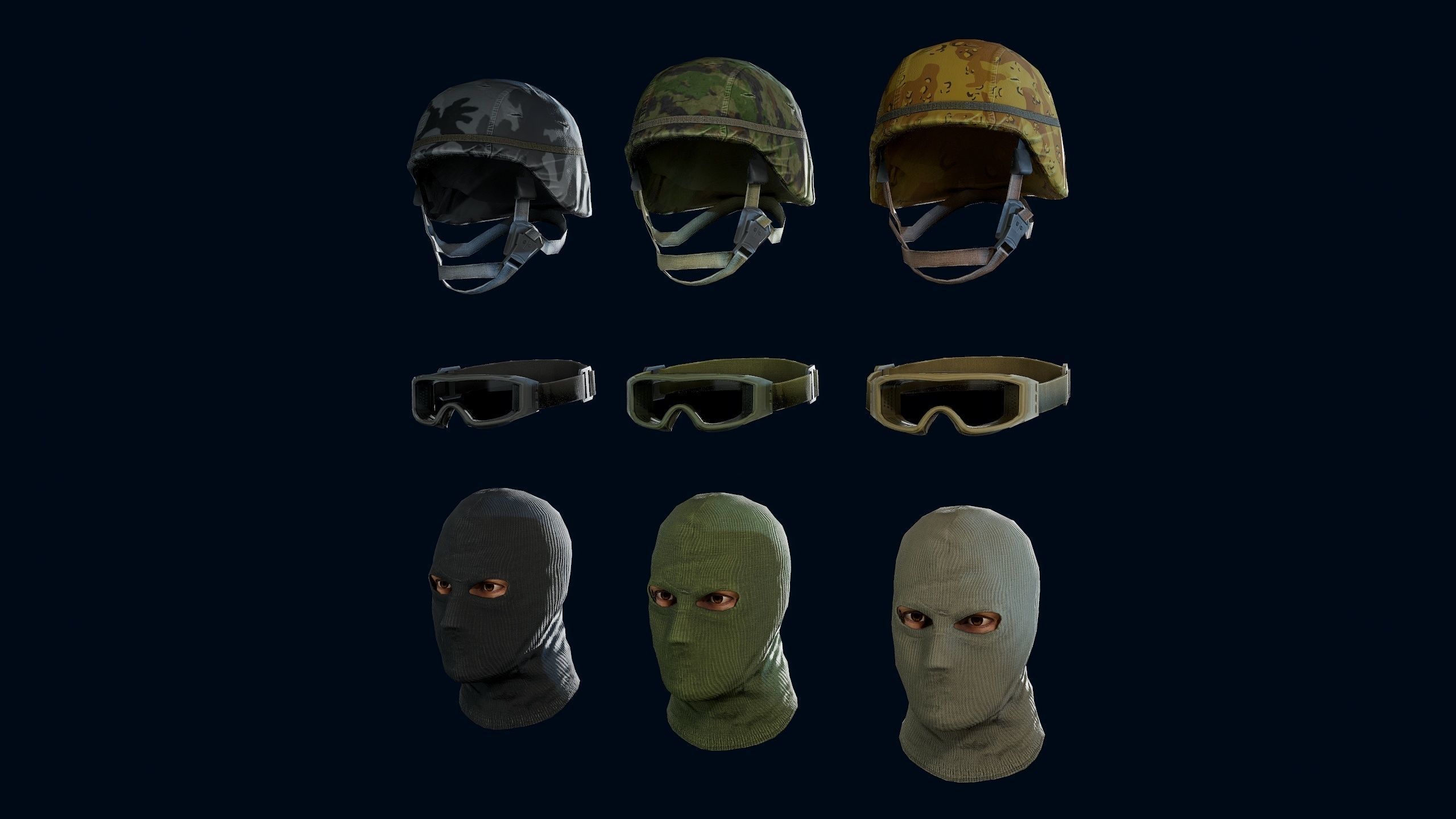 Military Head Low-poly 3D model_4