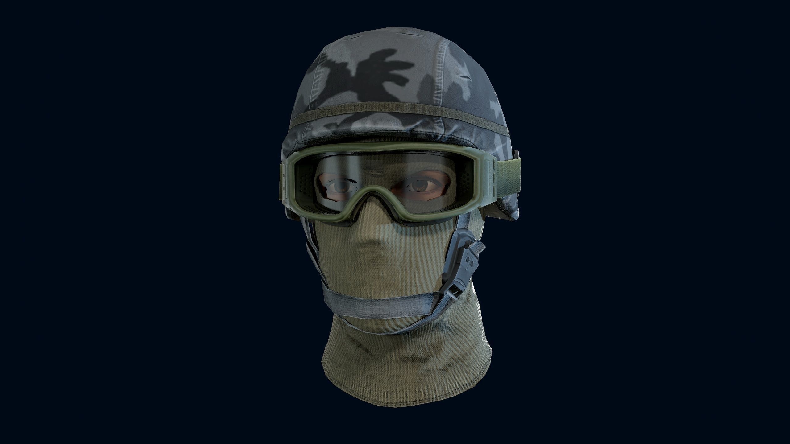 Military Head Low-poly 3D model_5
