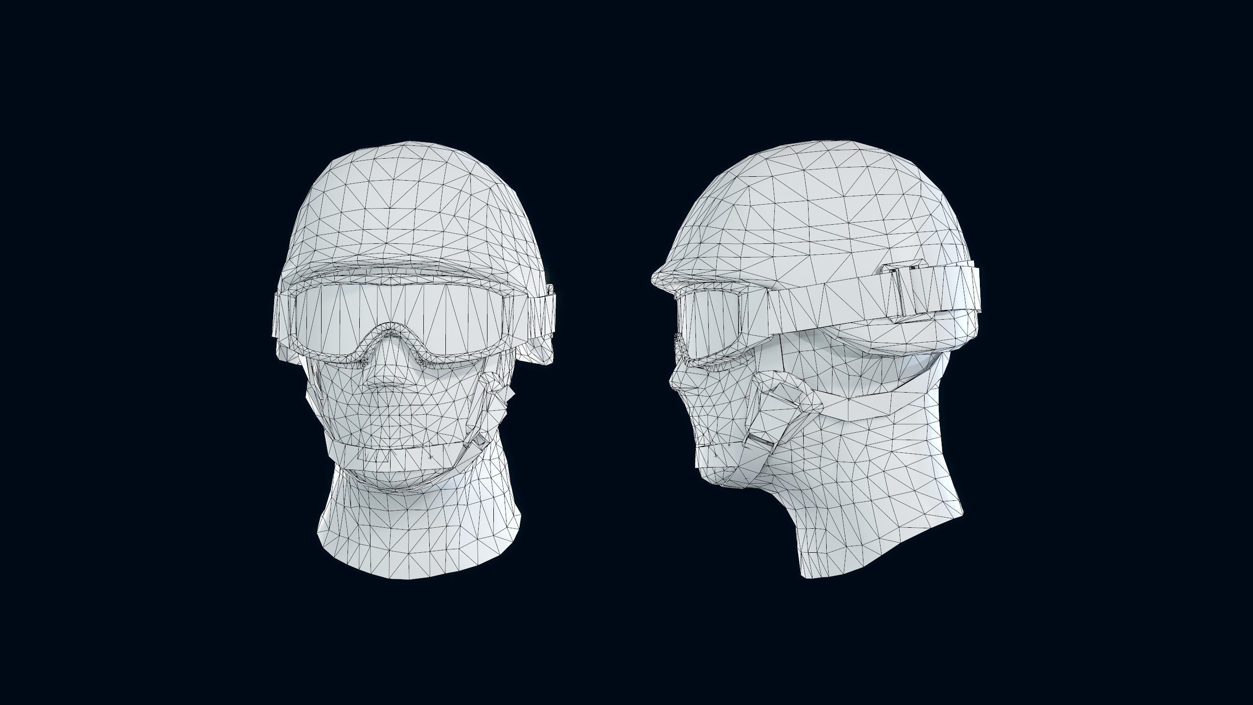 Military Head Low-poly 3D model_3