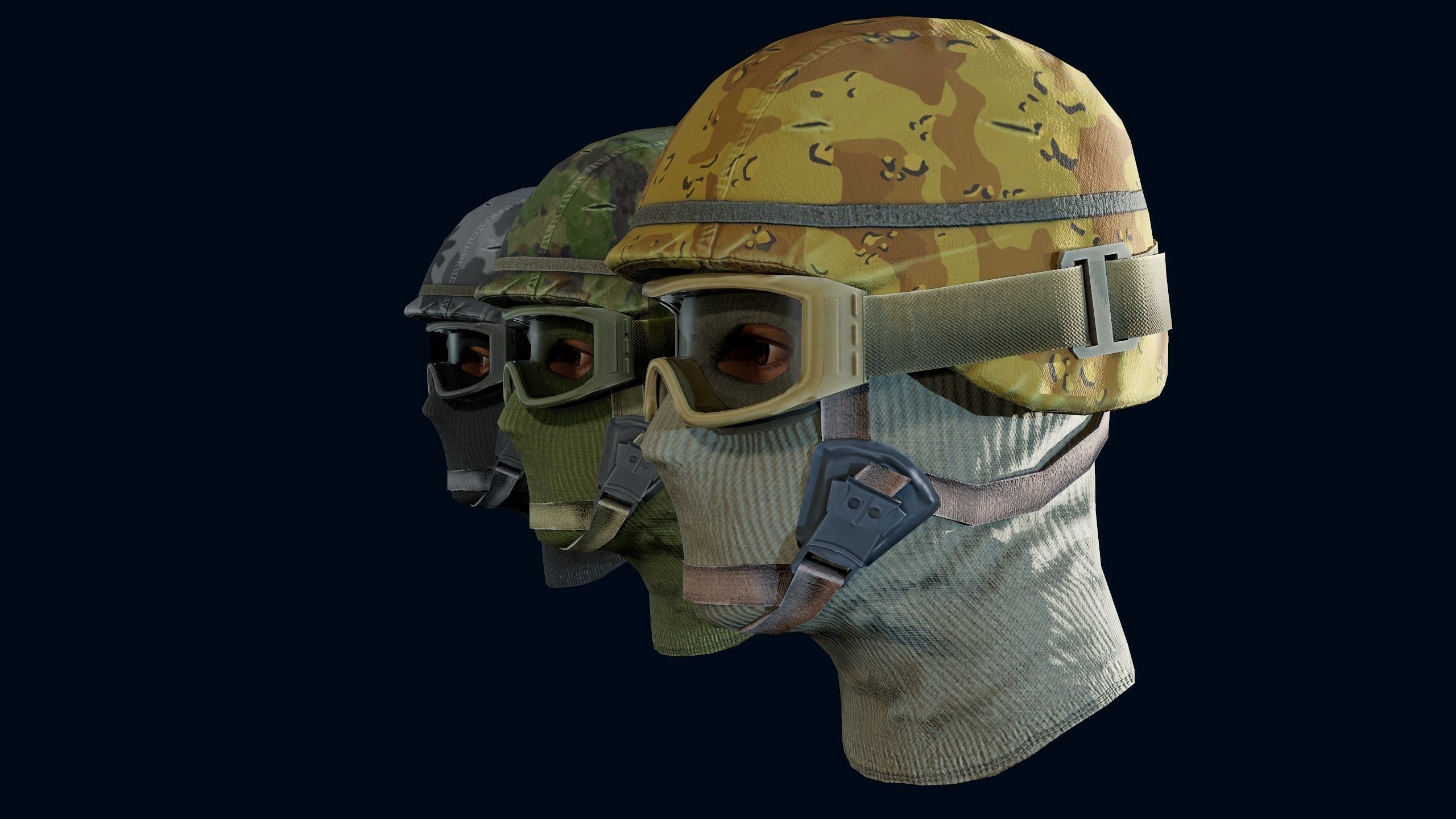 Military Head Low-poly 3D model_13