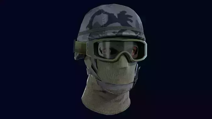 Military Head Low-poly 3D model