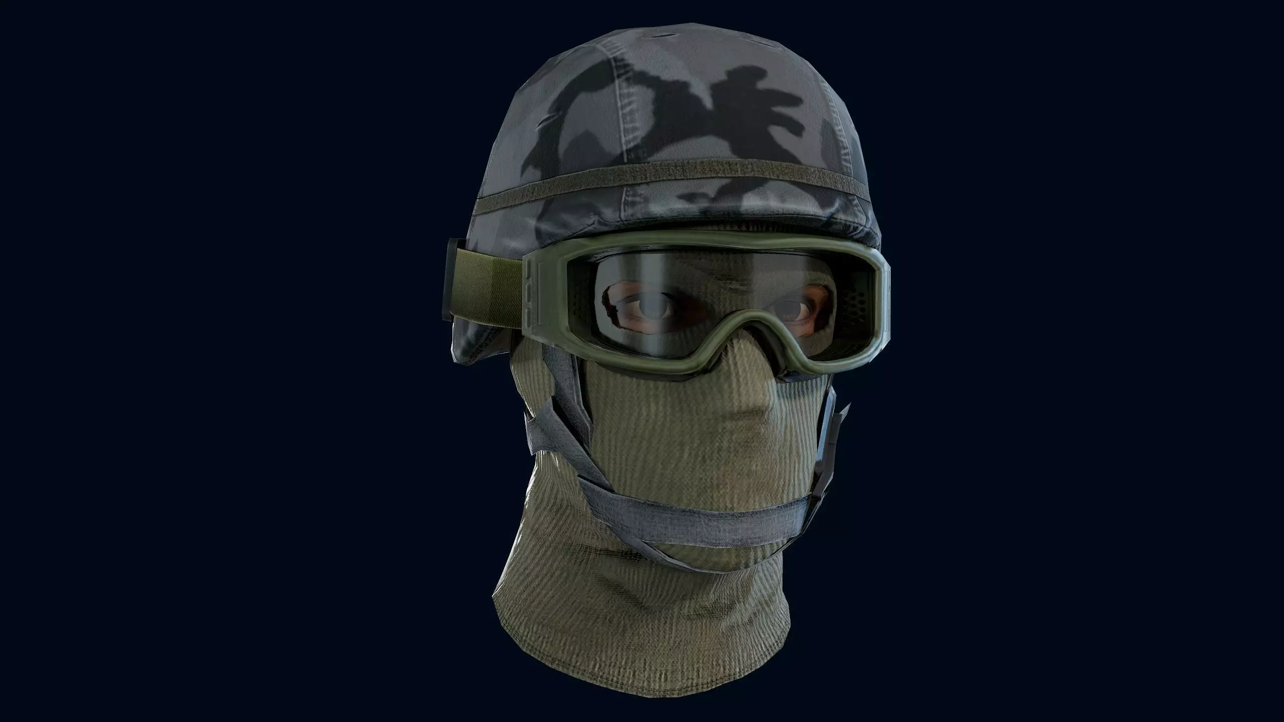 Military Head Low-poly 3D model_0