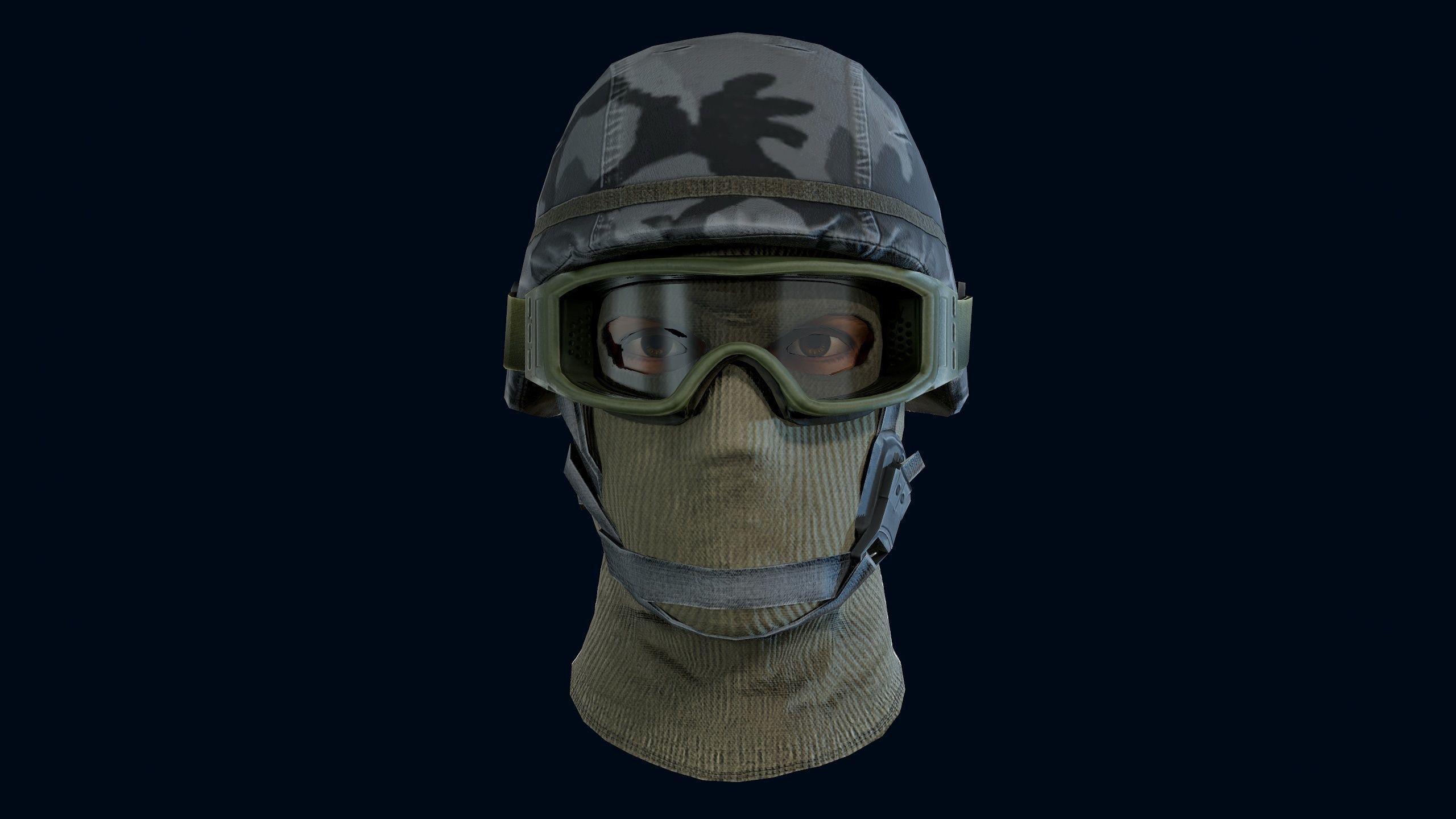 Military Head Low-poly 3D model_6