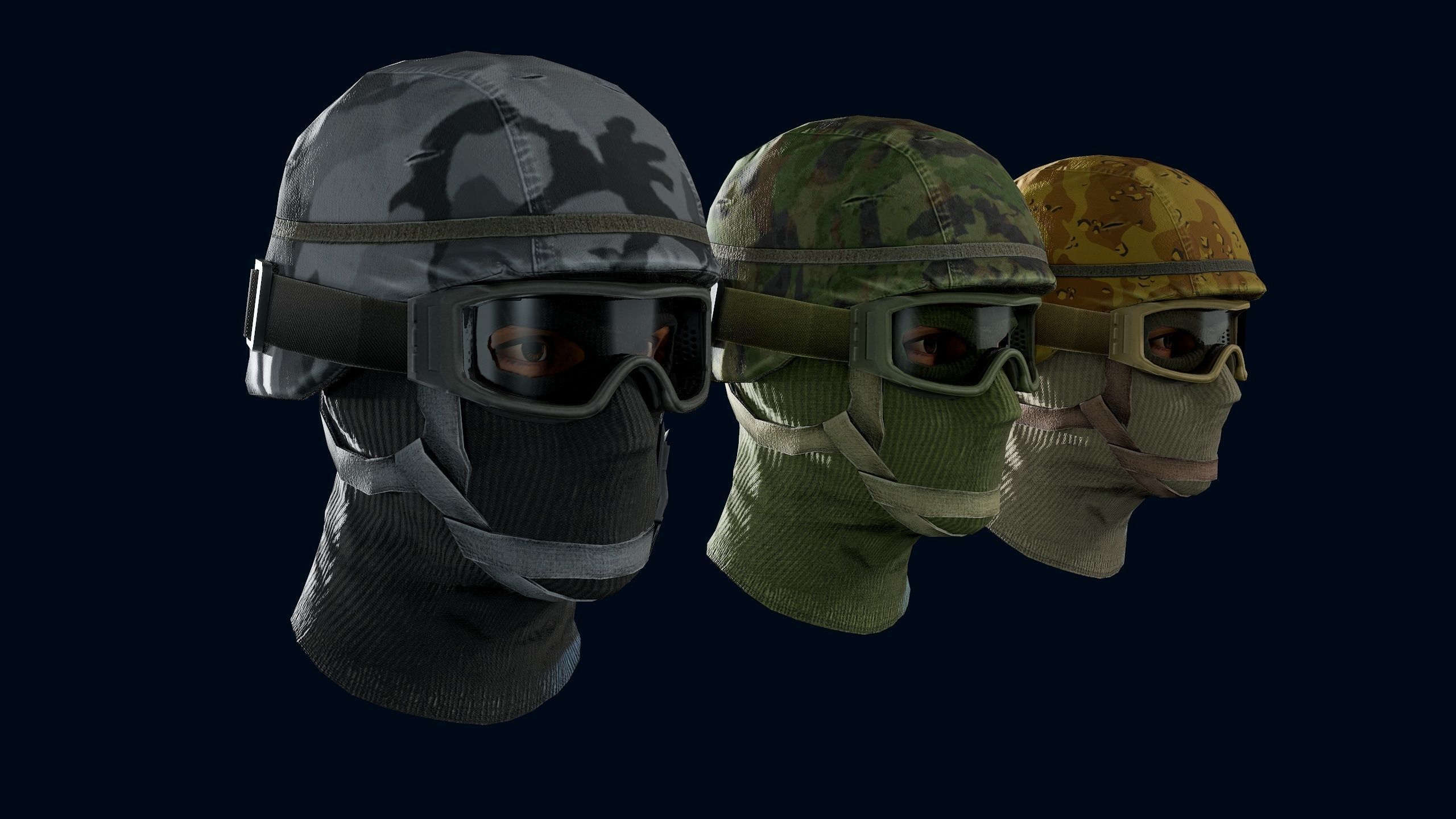 Military Head Low-poly 3D model_8