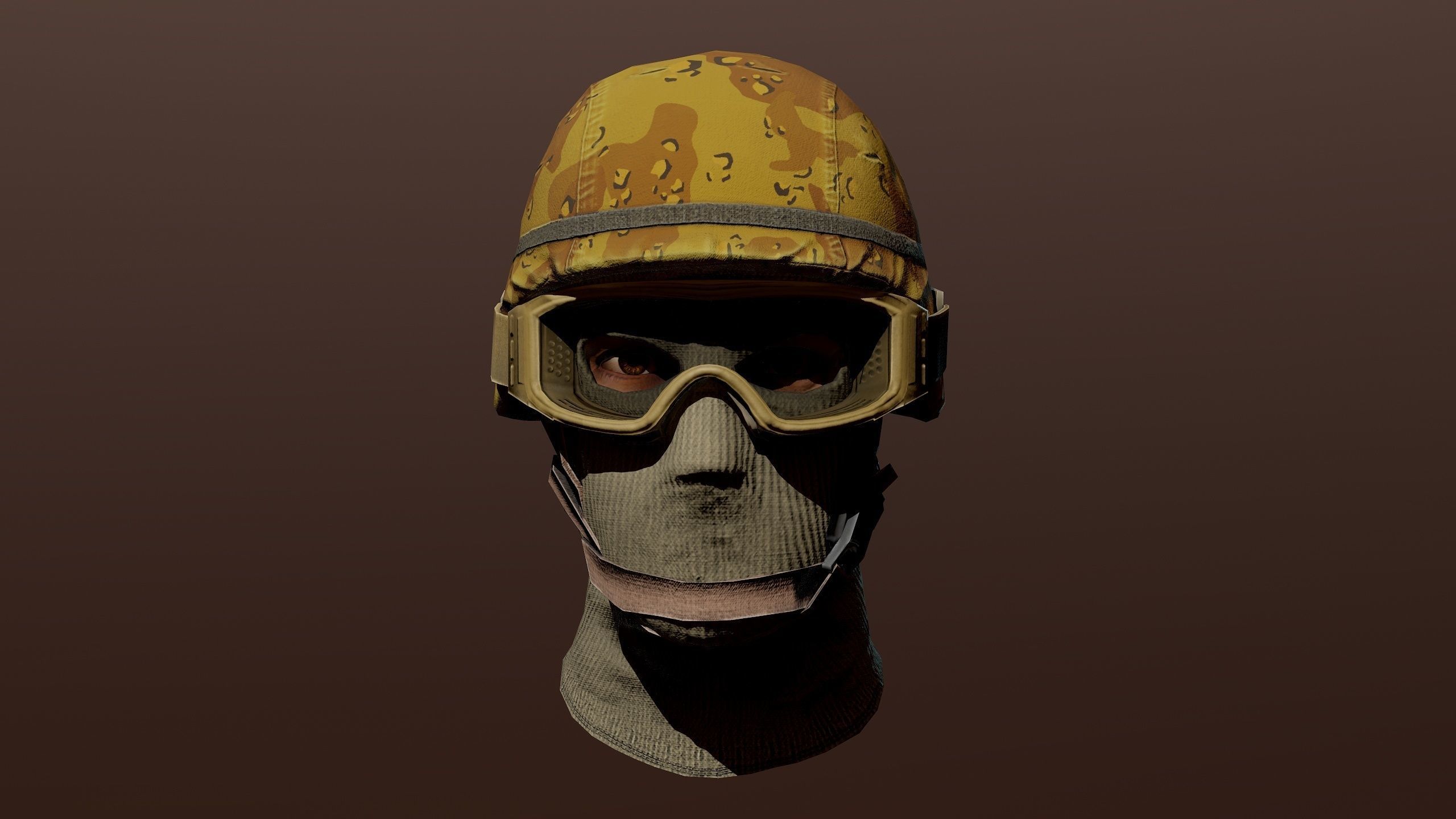 Military Head Low-poly 3D model_11