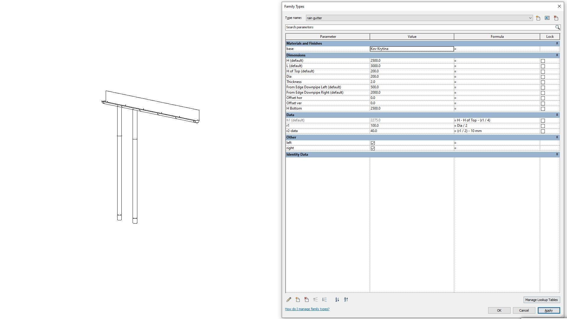 Rain Gutter - Full Parametric Revit Family 3D model_3