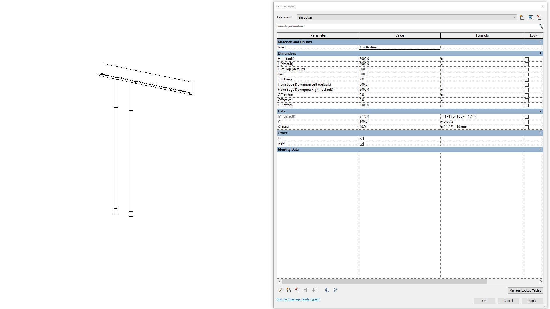 Rain Gutter - Full Parametric Revit Family 3D model_2