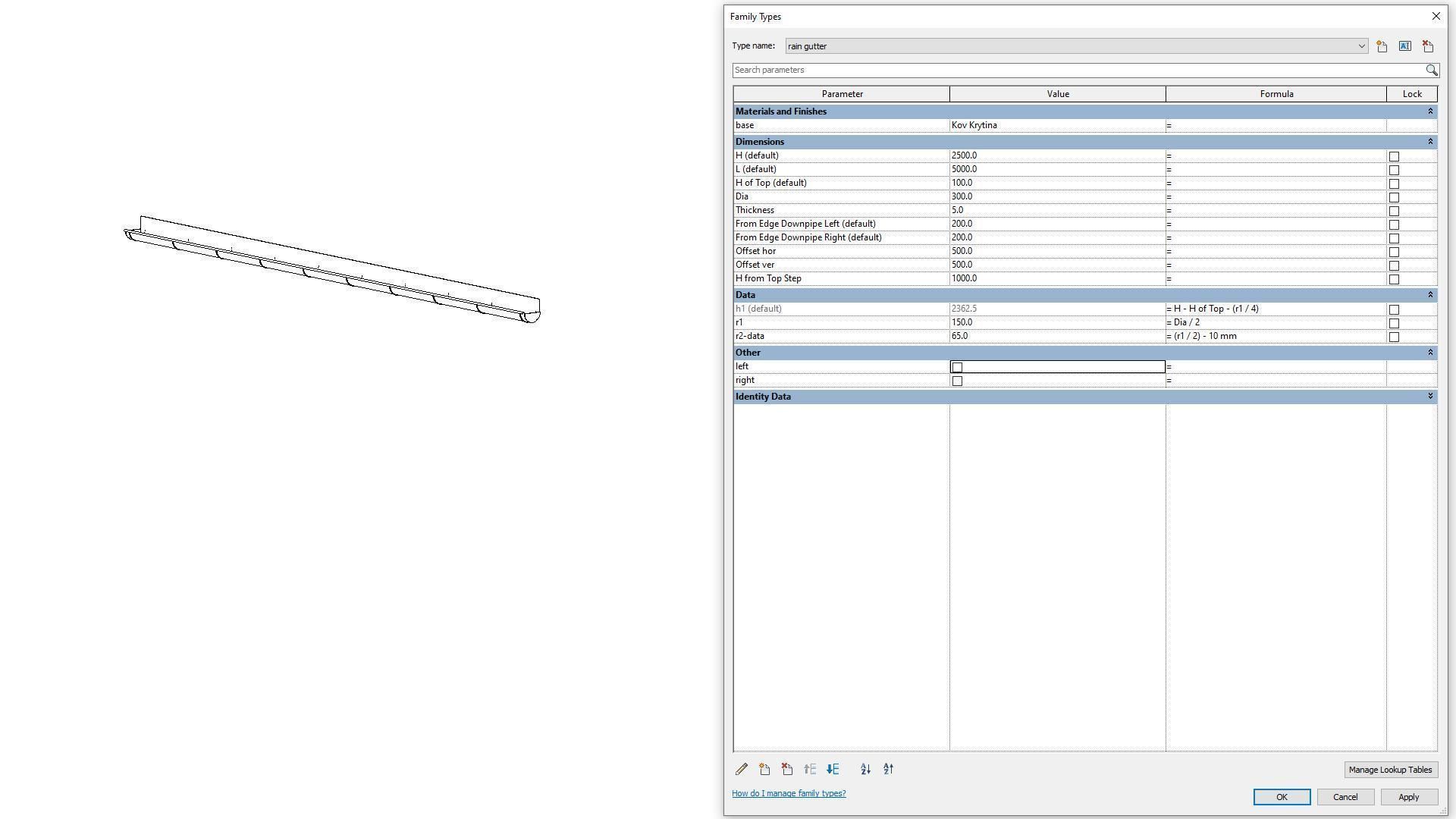 Rain Gutter - Full Parametric Revit Family 3D model_12