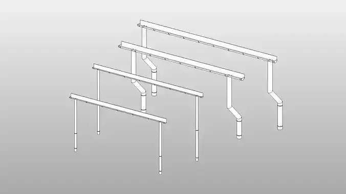 Rain Gutter - Full Parametric Revit Family 3D model