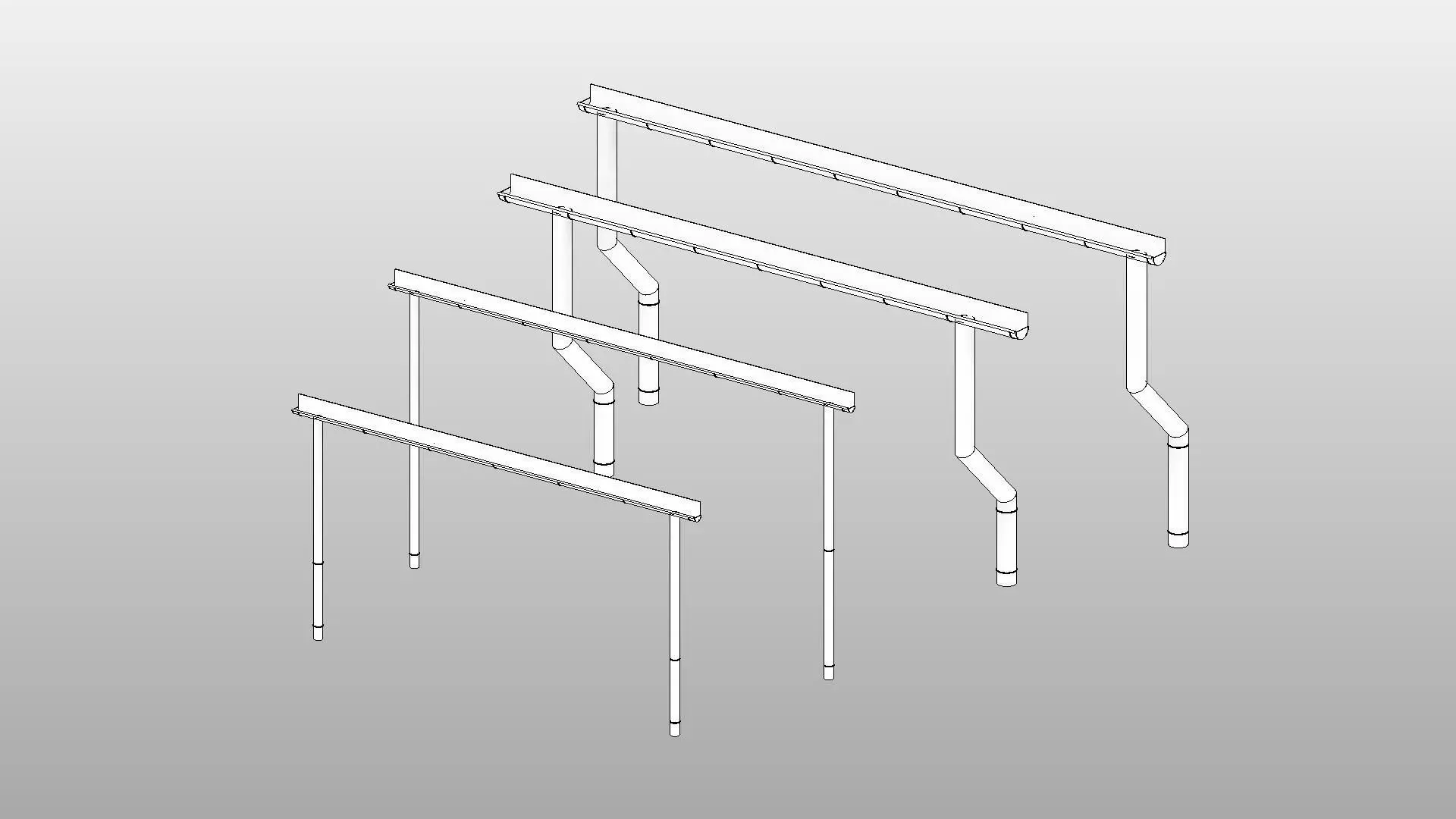Rain Gutter - Full Parametric Revit Family 3D model_0