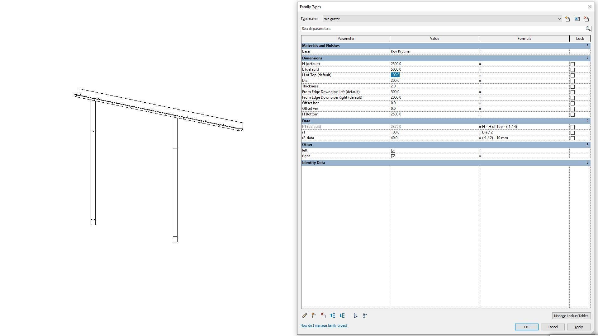 Rain Gutter - Full Parametric Revit Family 3D model_5