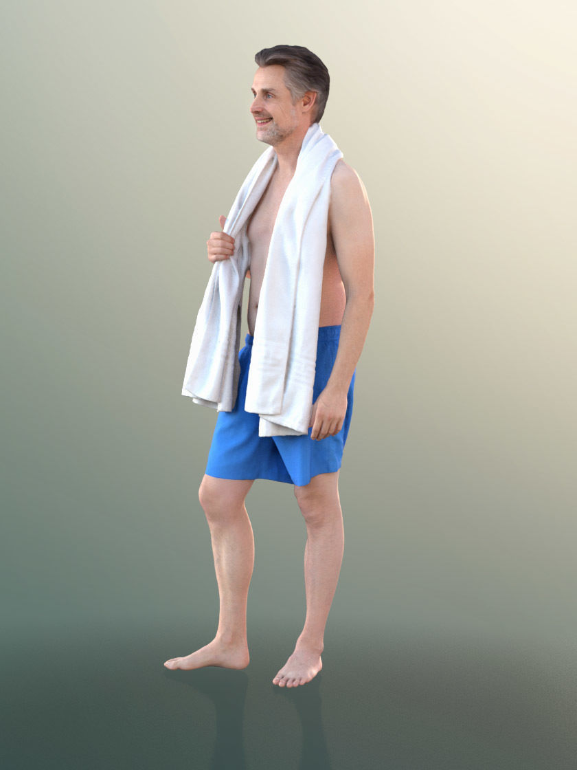 Will 10863 - Man With Bermuda Shorts And Towel 3D model_3