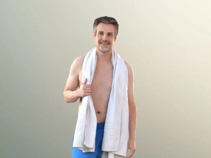 Will 10863 - Man With Bermuda Shorts And Towel 3D model_0