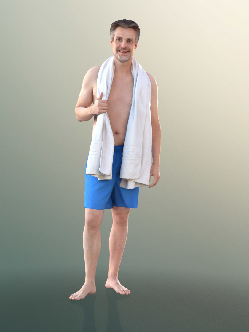 Will 10863 - Man With Bermuda Shorts And Towel 3D model_2