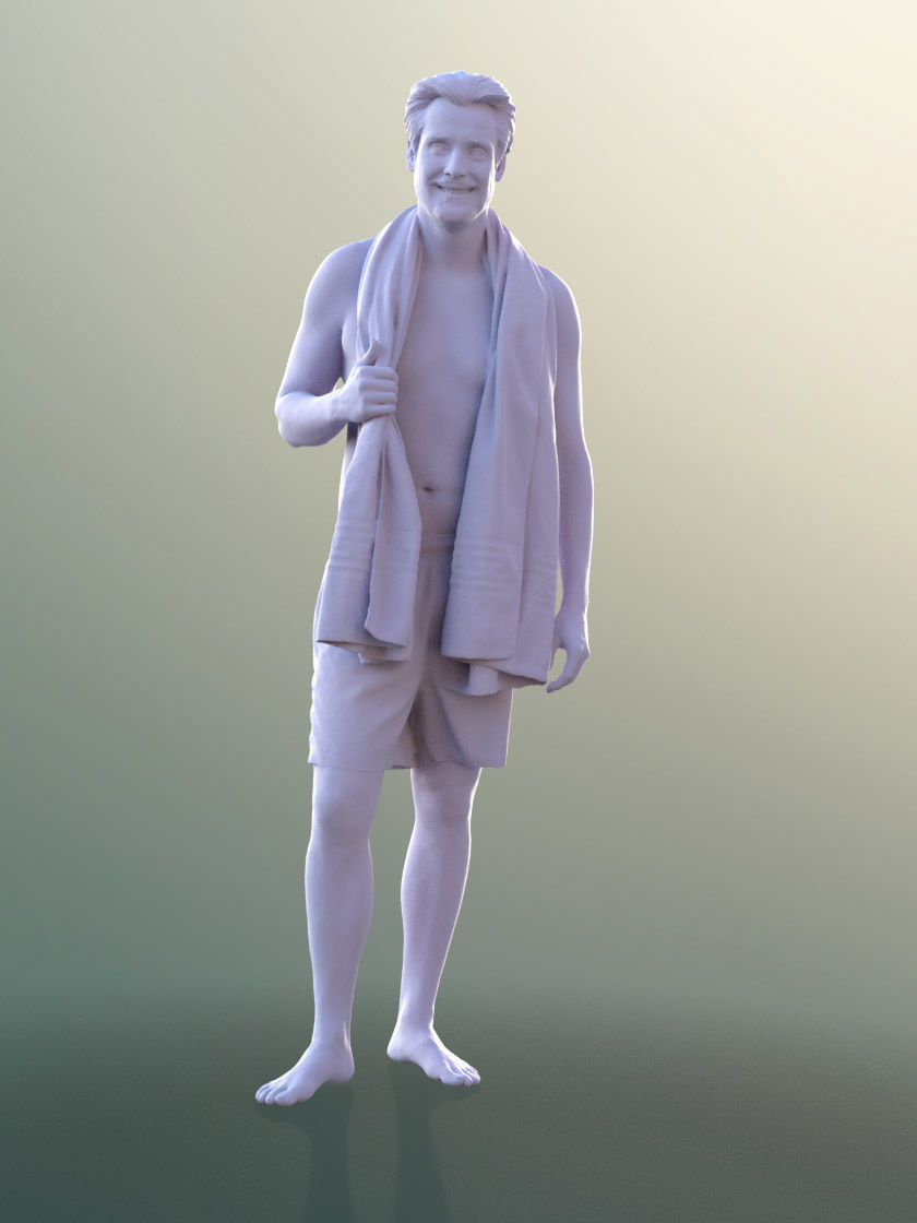 Will 10863 - Man With Bermuda Shorts And Towel 3D model_4
