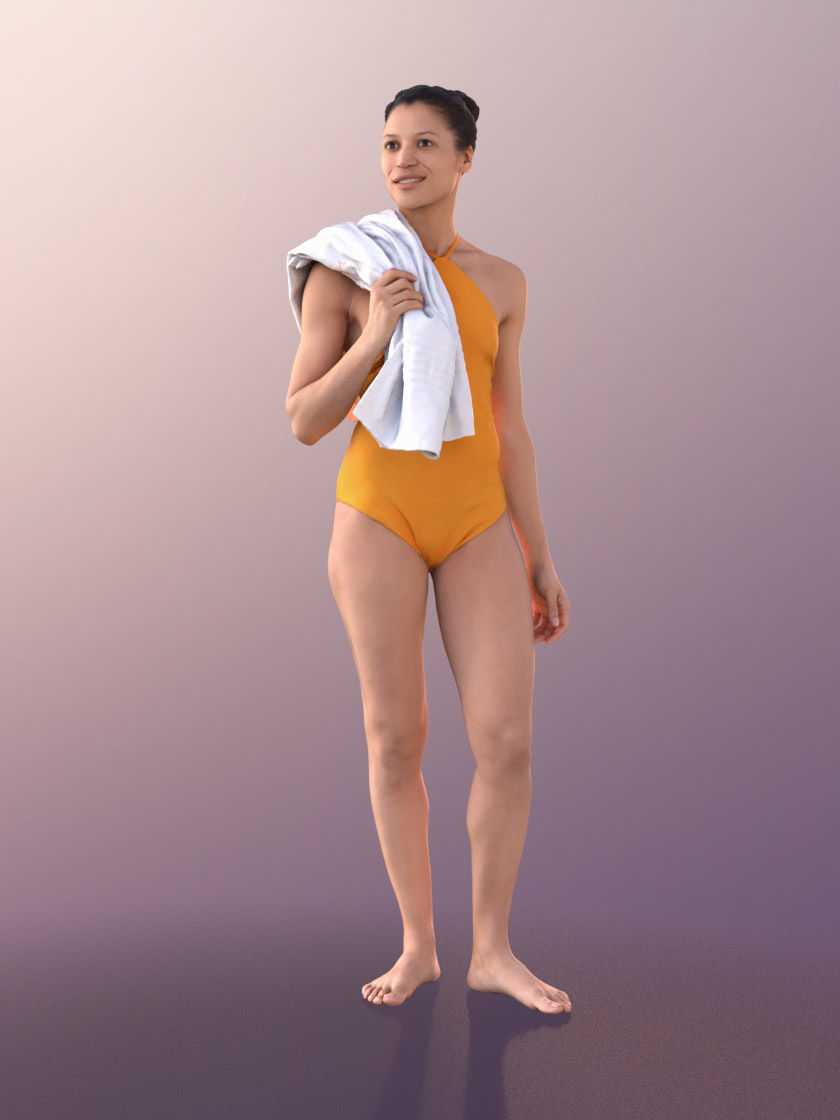 Diana 10899 - Woman In Bathingsuit With Towel 3D model_2