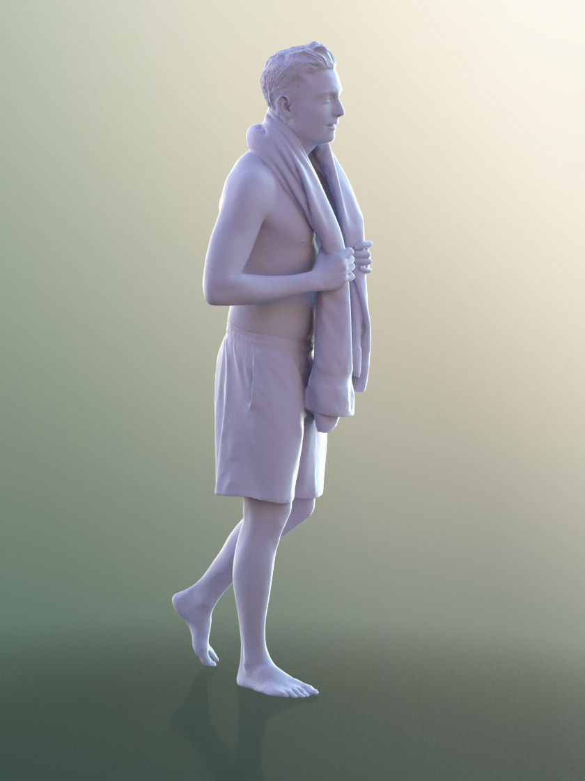 Dan 10377 - Young Man In Bermuda Shorts With Towel 3D model_5