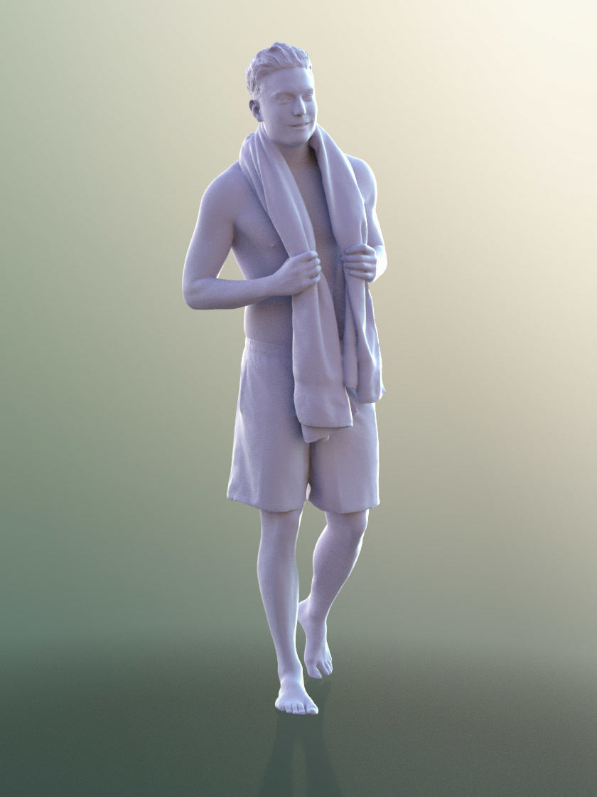 Dan 10377 - Young Man In Bermuda Shorts With Towel 3D model_4