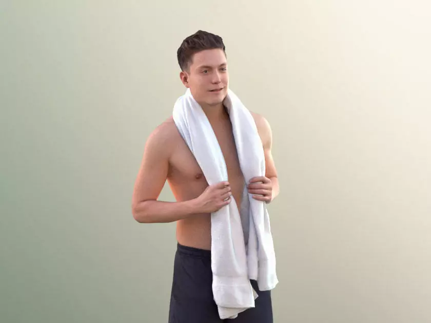Dan 10377 - Young Man In Bermuda Shorts With Towel 3D model_0