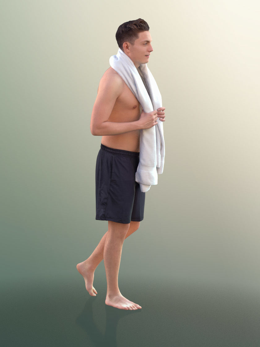 Dan 10377 - Young Man In Bermuda Shorts With Towel 3D model_3