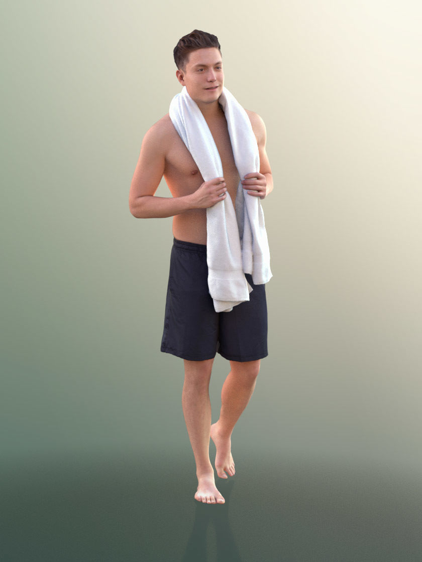 Dan 10377 - Young Man In Bermuda Shorts With Towel 3D model_2