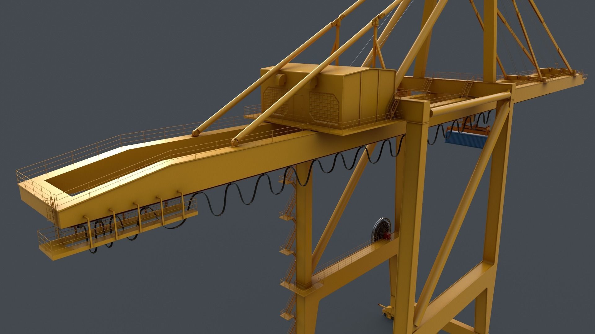 PBR Quayside Container Crane V2 - Yellow Low-poly 3D model_23