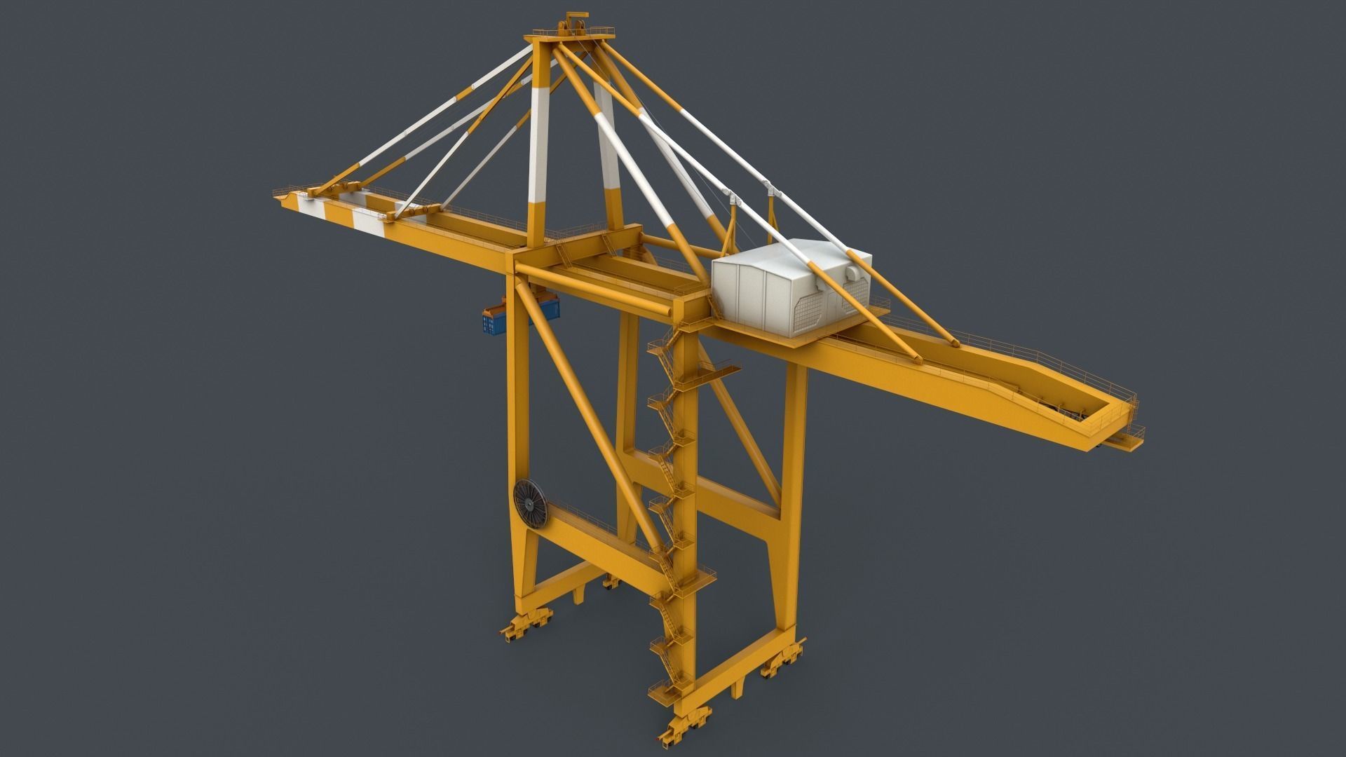 PBR Quayside Container Crane V2 - Yellow Low-poly 3D model_22
