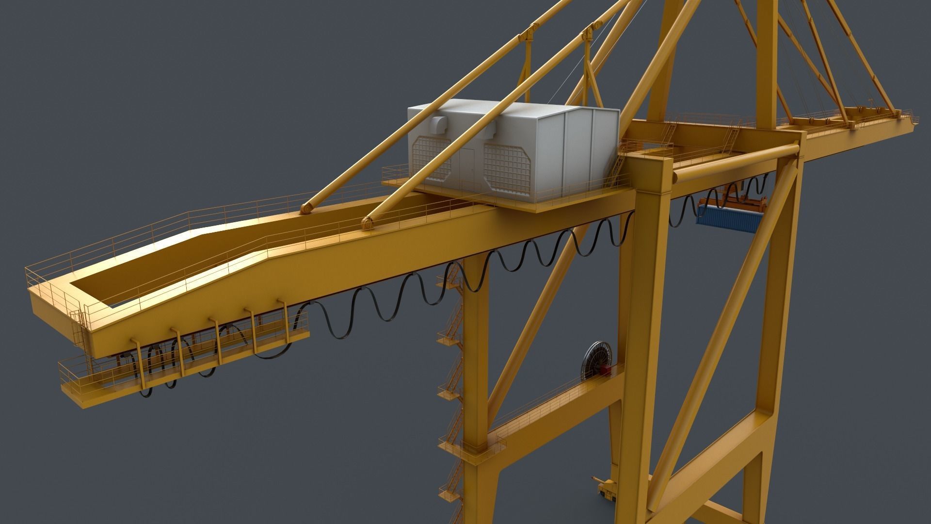 PBR Quayside Container Crane V2 - Yellow Low-poly 3D model_24