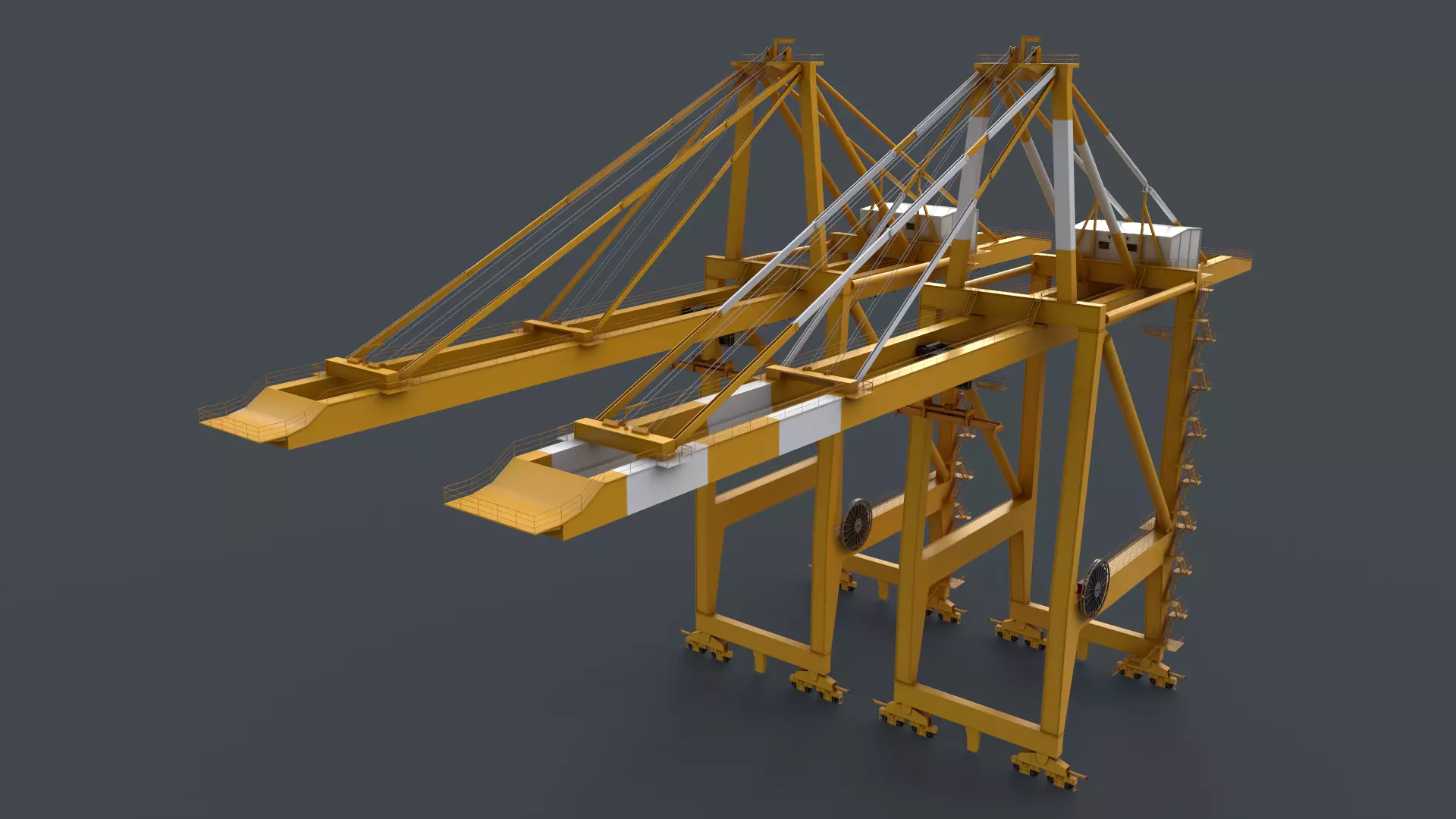 PBR Quayside Container Crane V2 - Yellow Low-poly 3D model_0
