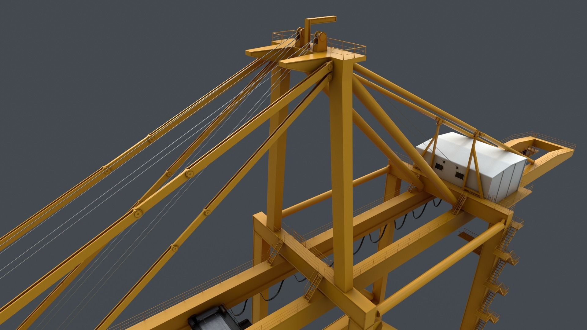 PBR Quayside Container Crane V2 - Yellow Low-poly 3D model_5