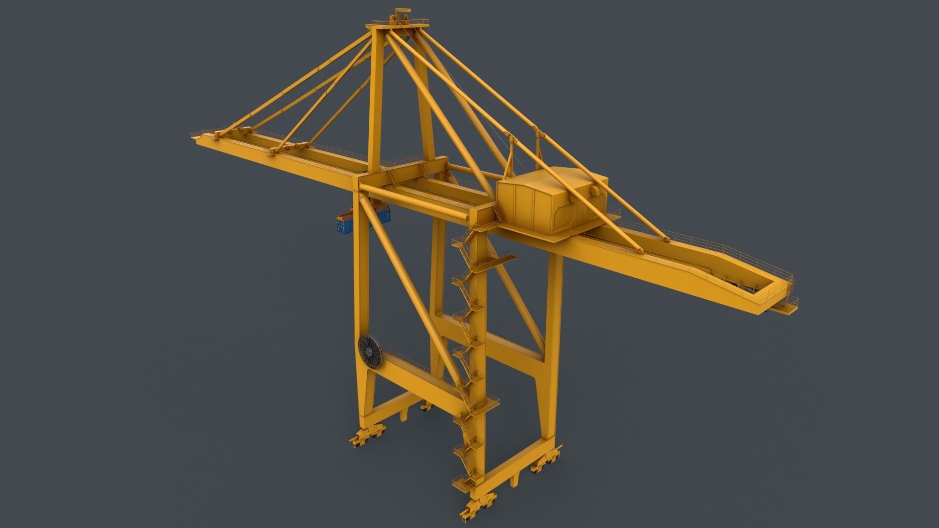 PBR Quayside Container Crane V2 - Yellow Low-poly 3D model_19