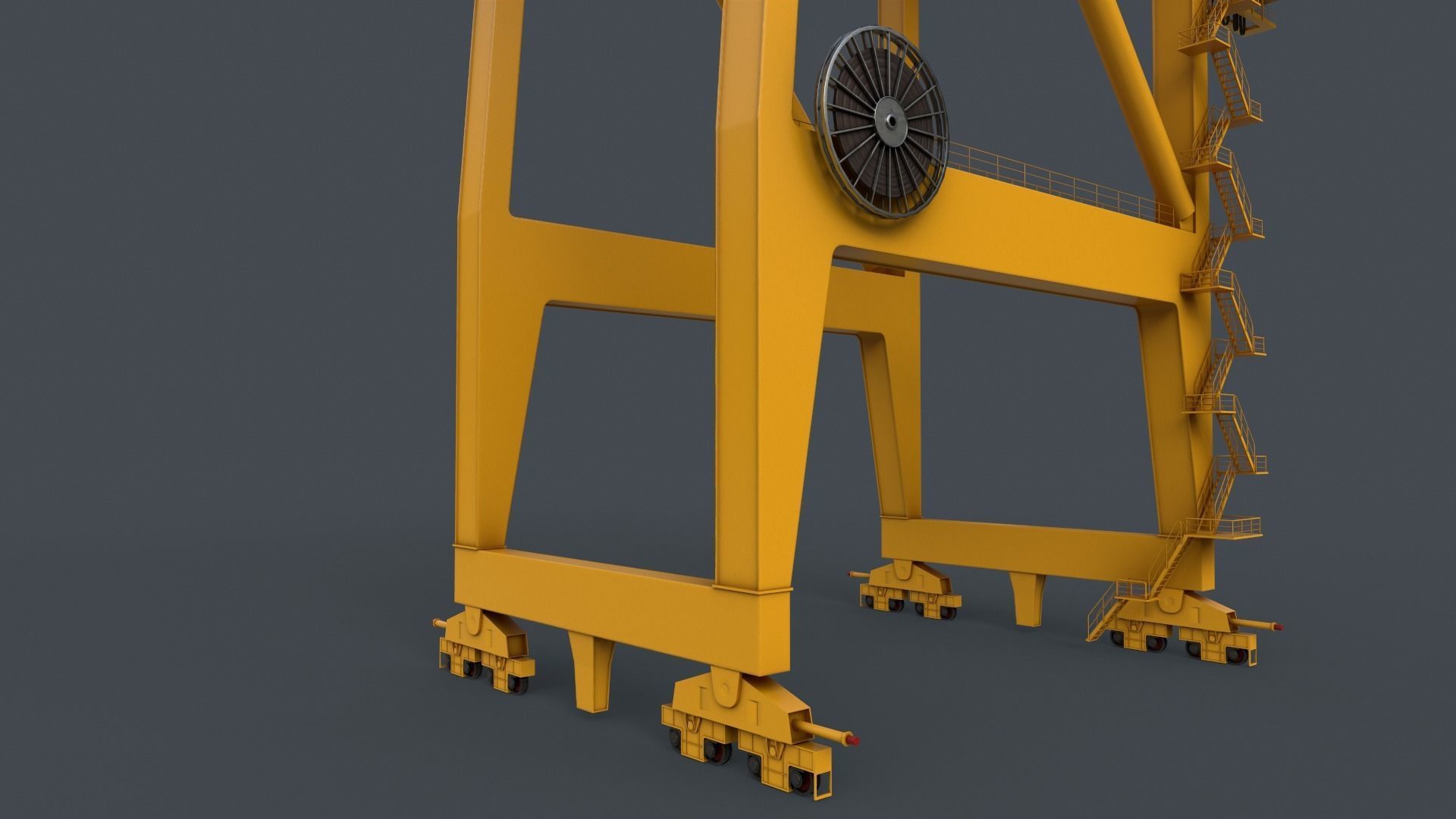 PBR Quayside Container Crane V2 - Yellow Low-poly 3D model_16