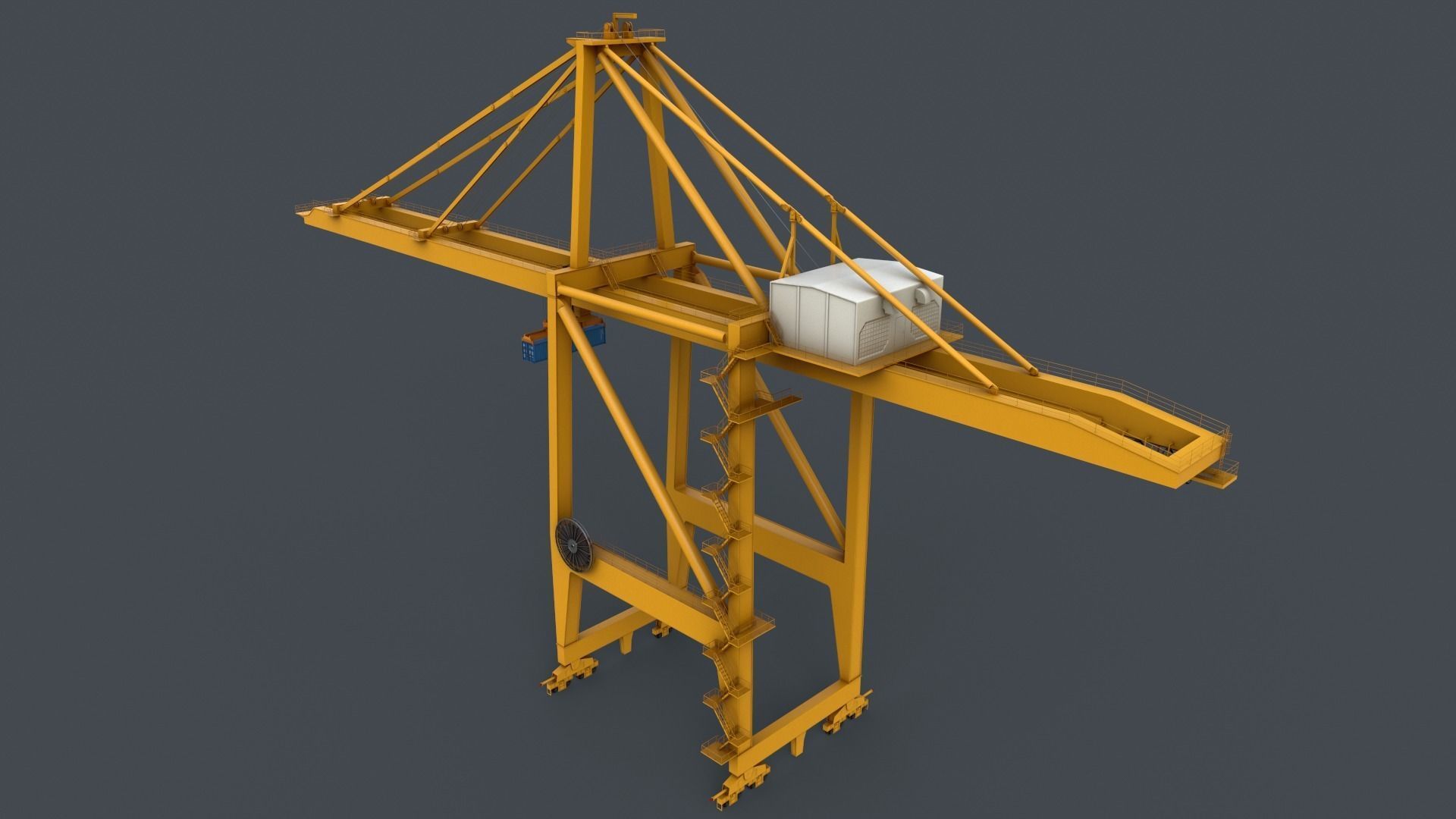 PBR Quayside Container Crane V2 - Yellow Low-poly 3D model_20