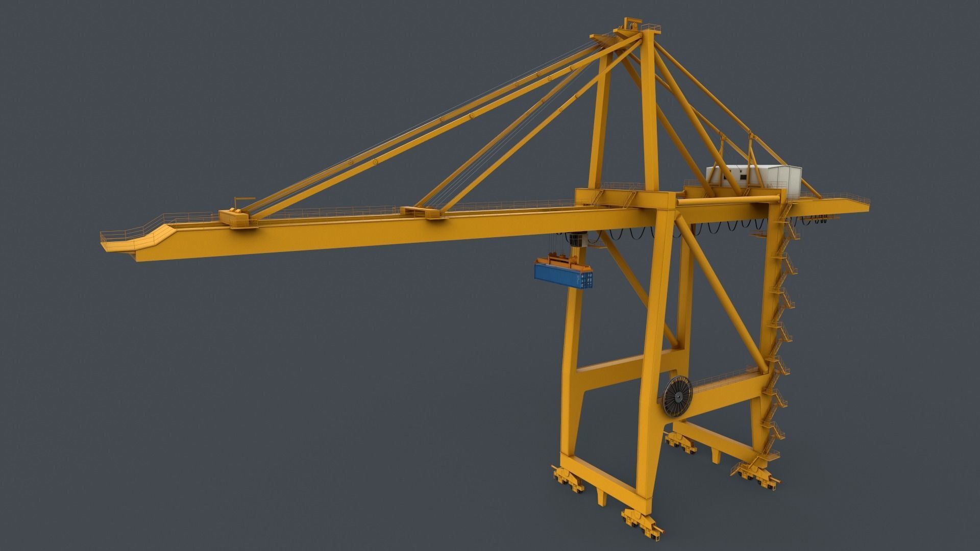 PBR Quayside Container Crane V2 - Yellow Low-poly 3D model_10