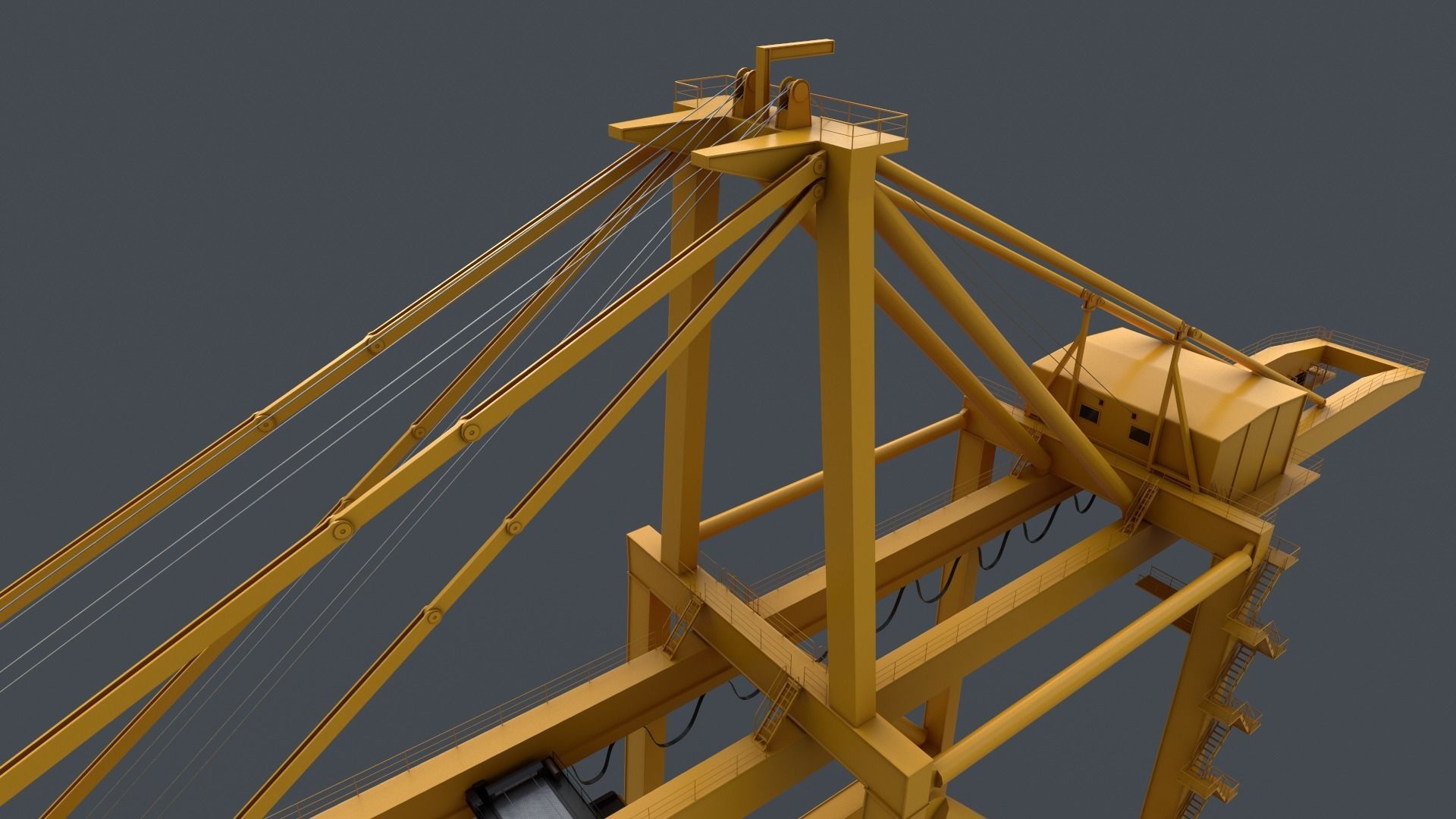 PBR Quayside Container Crane V2 - Yellow Low-poly 3D model_4