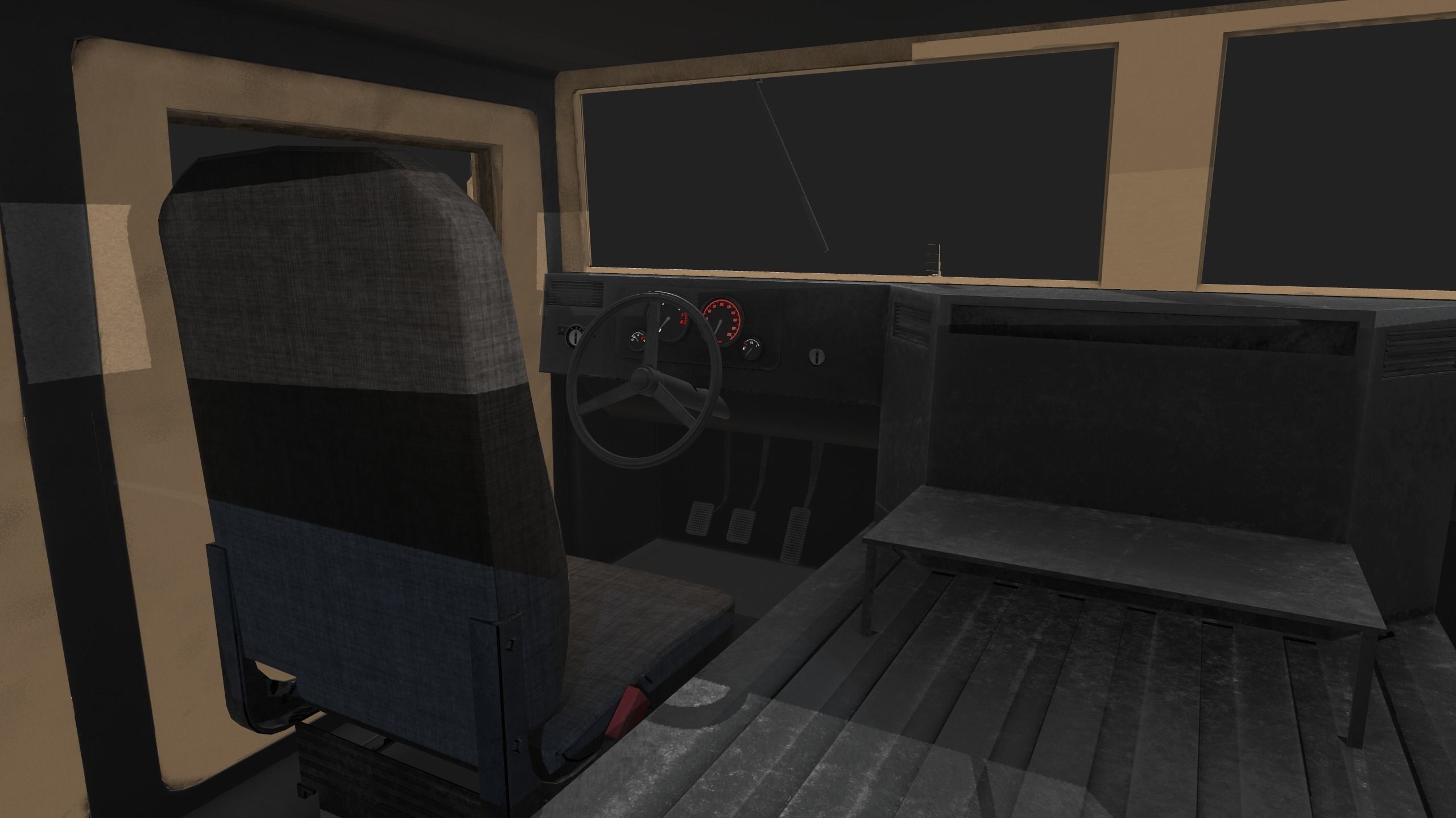 Military Pickup Vehicle - Game Ready Low-poly 3D model_2