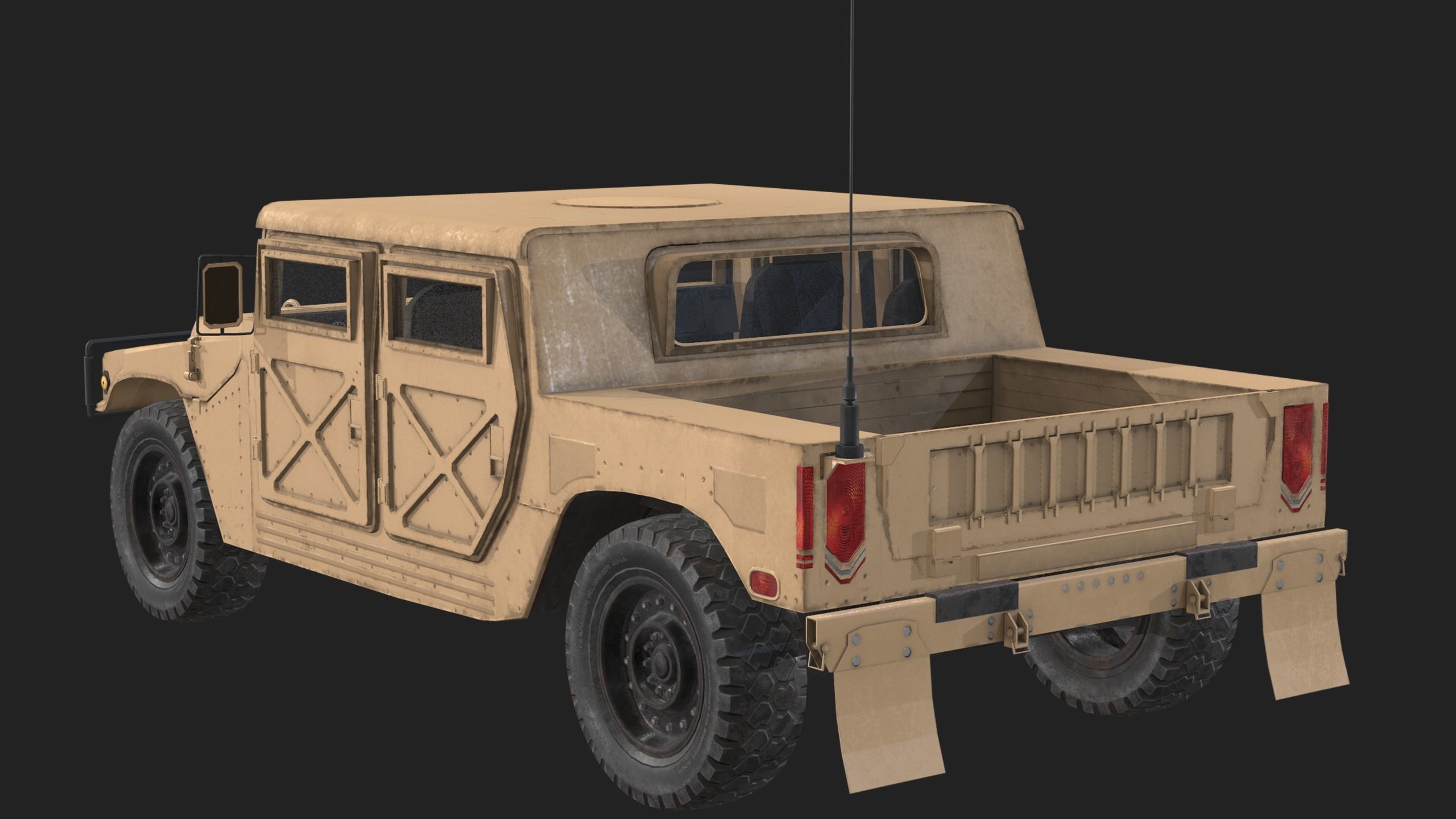 Military Pickup Vehicle - Game Ready Low-poly 3D model_1